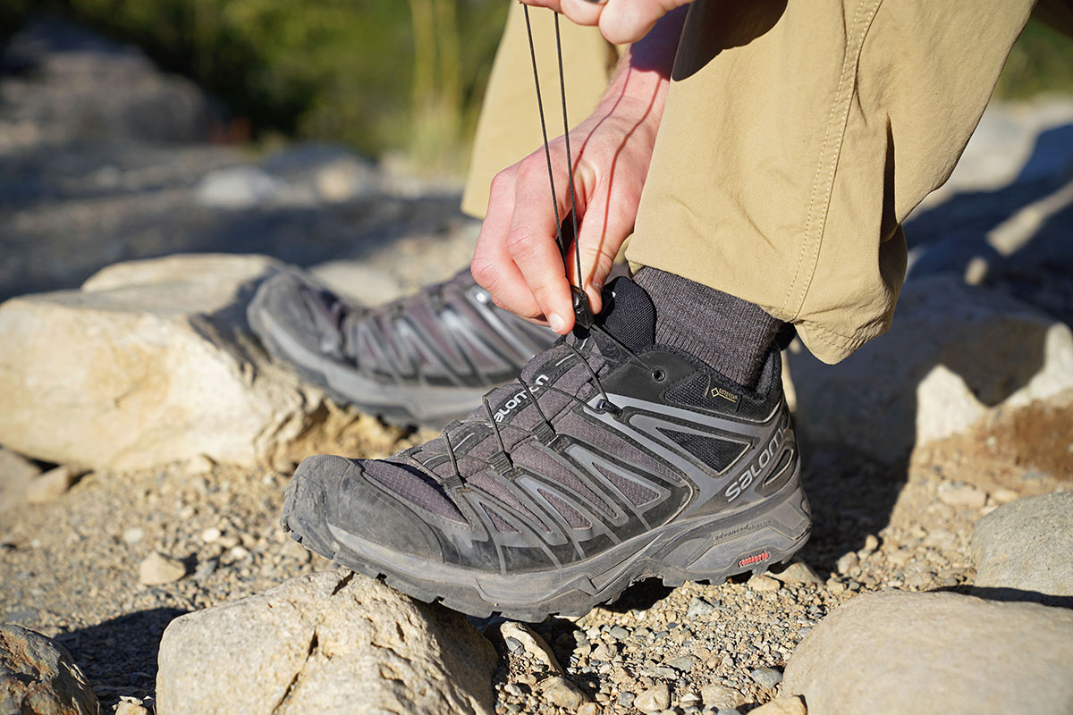 A closeup shot of Salomon's QuickLace system