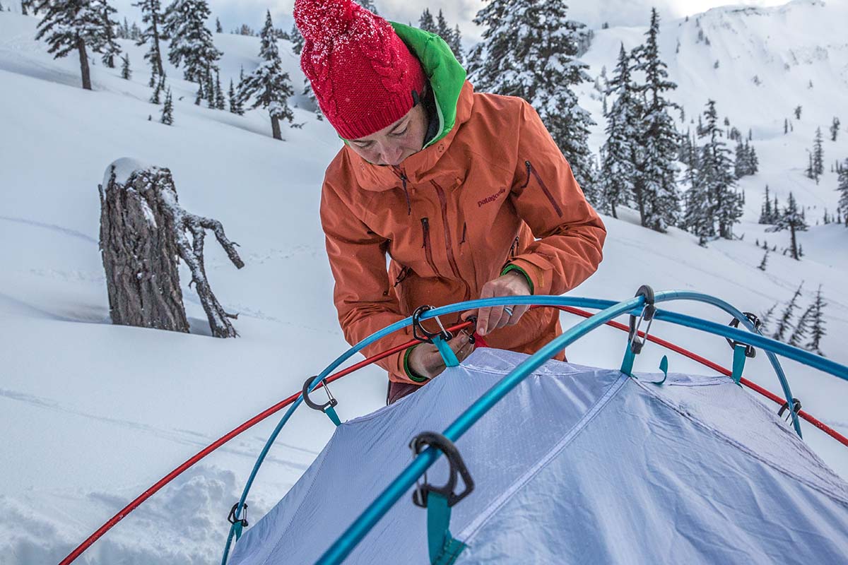 Pole clips on the Mountain Hardwear Trango 2 4-season mountaineering tent