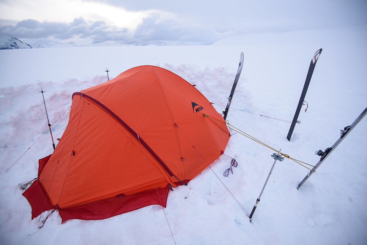 The MSR Remote set up in the snow