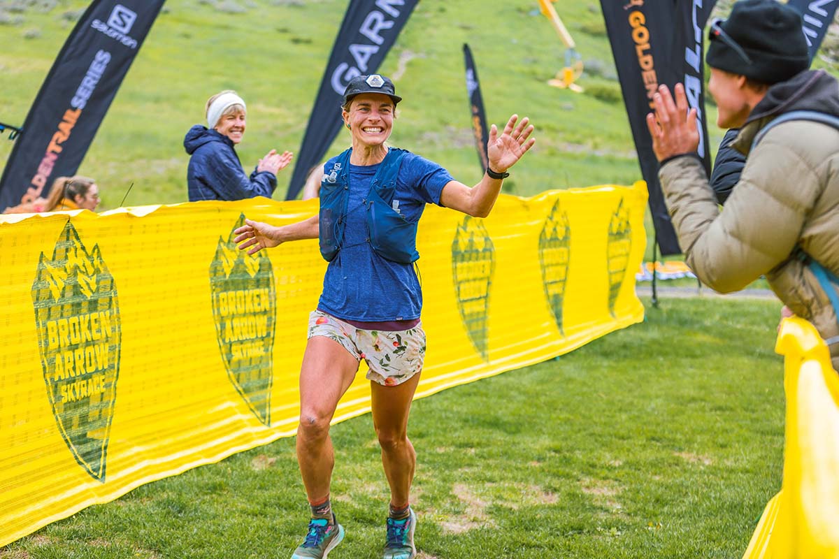 A racer in the Broken Arrow Skyrace wears a Salomon running vest.