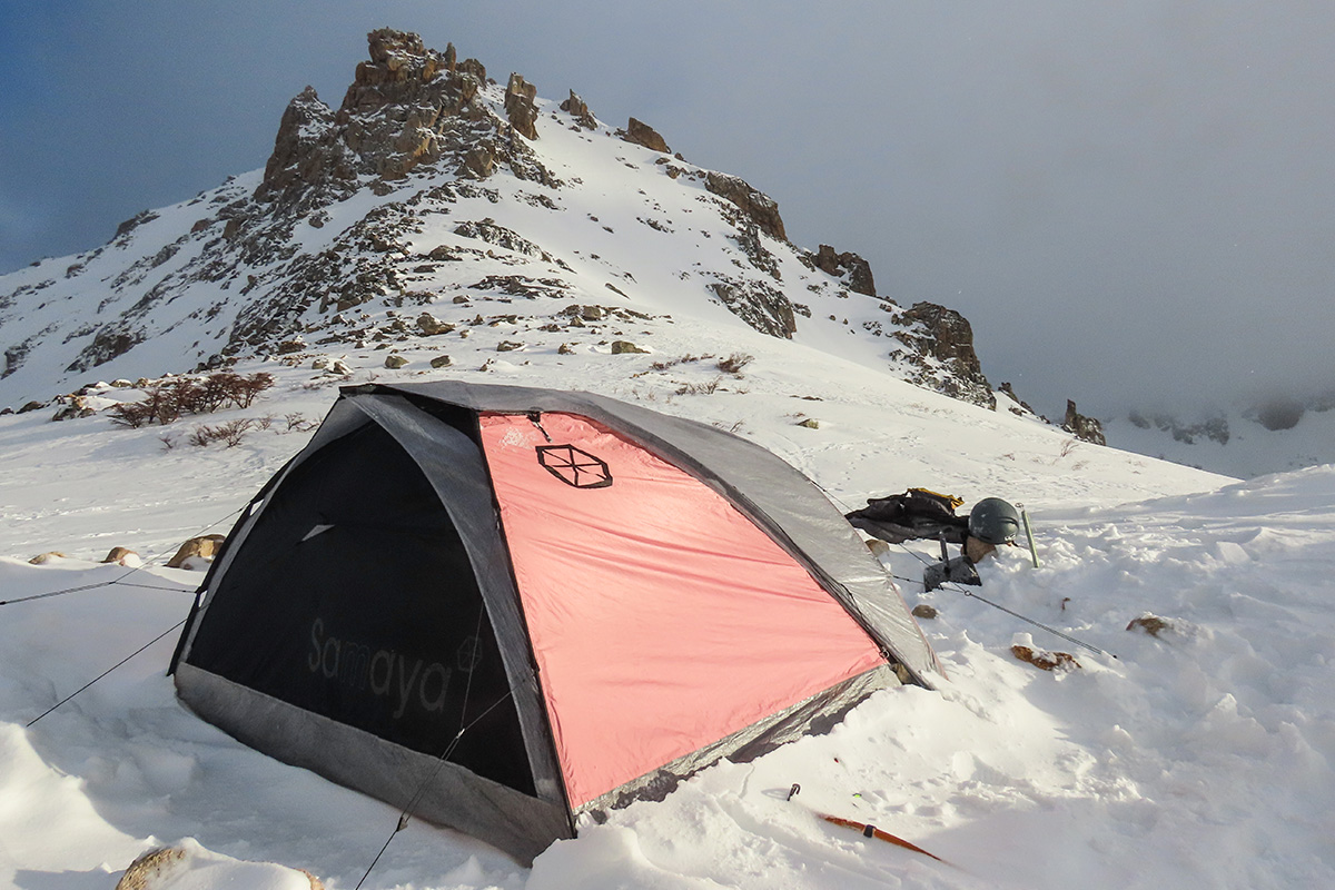 The Samaya 2.0 tent pitched on a sunny day in the mountains