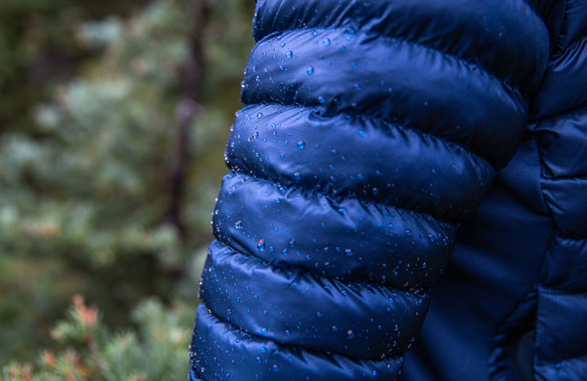 Water on the shell of a synthetic jacket